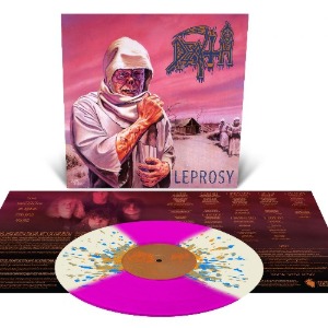 Death  ‎– Leprosy ( White Butterfly Wings and Aqua Blue, Metallic Gold and Orange Splatter)